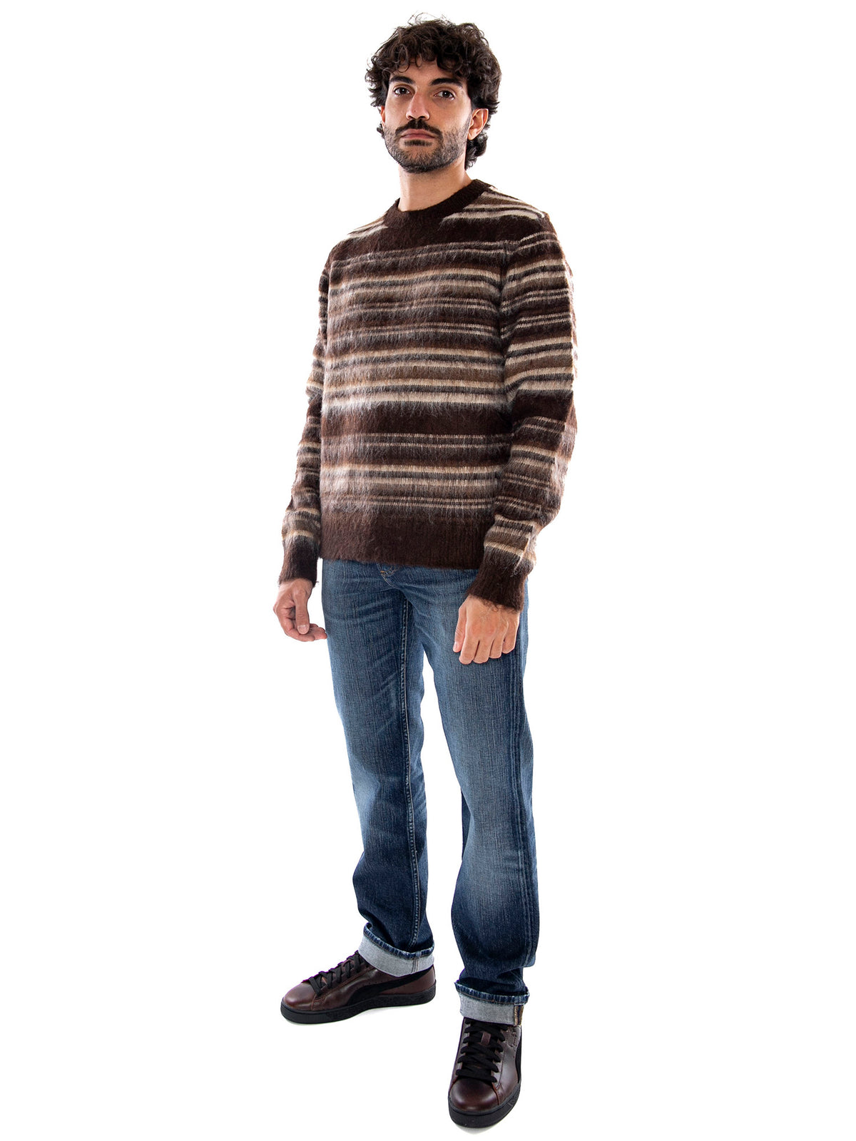 Only & Sons Onsaiden RLX LS Crew Knit Coffee Bean Silver Lining - Maglia Uomo Marrone e Grigia<BR/><BR/> 22039405 5101984 ONLY & SONS 