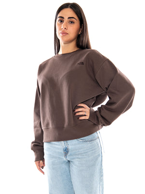 The North Face W ESS SD Boxy OS Crew Smokey Brown - Felpa Donna Marrone NF0A8HBY 1OI1 THE NORTH FACE 