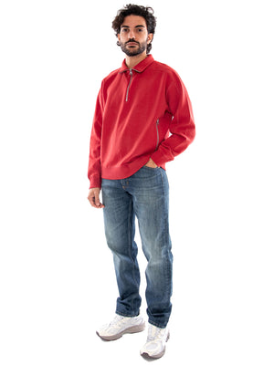 Thinking MU Pipo Sweatshirt Red - Felpa Uomo a Collo Alto con Mezza Zip Rossa MSS00182 RED THINKING MU 
