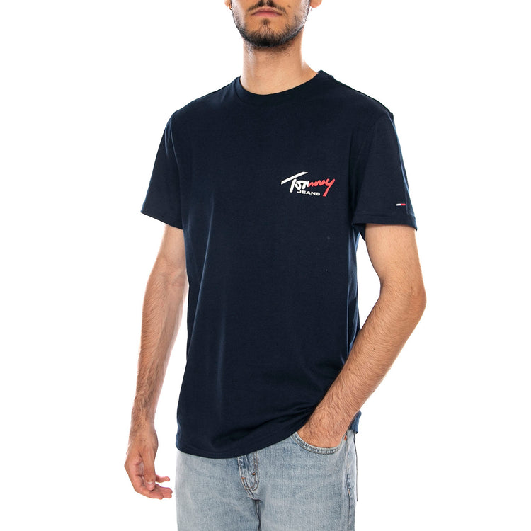 TJM SLIM SIGN CHEST SS TEE EXT DARK NIGHT NAVY - Maglietta Girocollo Uomo Blu DM0DM22538 C1G TOMMY HILFIGER 