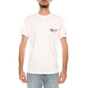 TJM SLIM SIGN CHEST SS TEE EXT ANCIENT WHITE - Maglietta Girocollo Uomo Bianca DM0DM22538 YBH TOMMY HILFIGER 