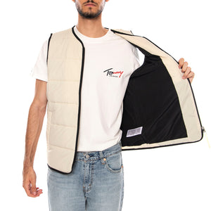 TJM FLAG QUILTED VEST CLASSIC BEIGE - Giacca Gilet Smanicato Uomo Beige DM0DM23069 ACI TOMMY HILFIGER 