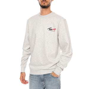 TJM REG ENTRY SIGN CNCK EXT ICE GREY HEATHER - Felpa Girocollo Uomo Grigia DM0DM23116 P08 TOMMY HILFIGER 
