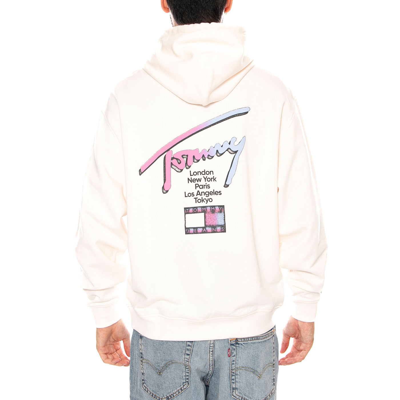 TJM RLX SIGNATURE HDIE EXT ANCIENT WHITE - Felpa con Cappuccio Uomo Bianca DM0DM23129 YBH TOMMY HILFIGER 