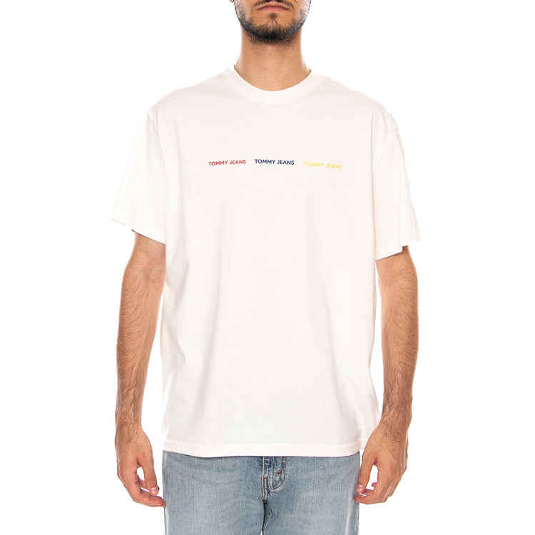 TJM REG TJ REPEAT SS TEE ANCIENT WHITE - Maglietta Girocollo Uomo Bianca DM0DM23180 YBH TOMMY HILFIGER 