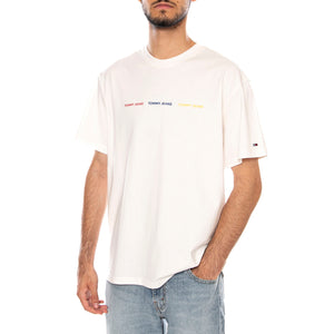 TJM REG TJ REPEAT SS TEE ANCIENT WHITE - Maglietta Girocollo Uomo Bianca DM0DM23180 YBH TOMMY HILFIGER 