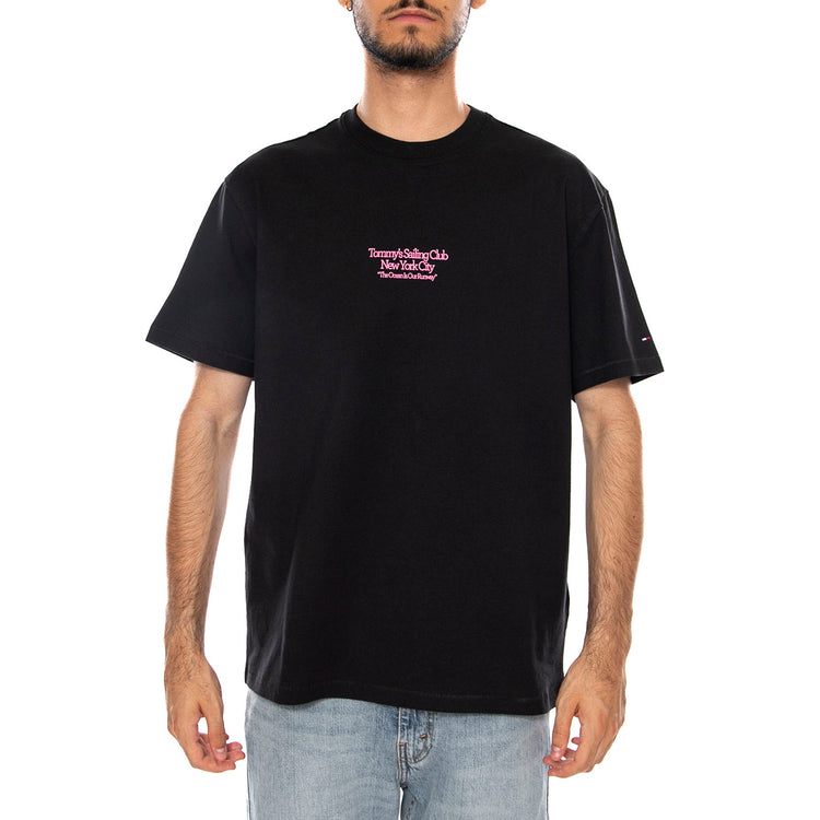 TJM RLX SAILBOAT SS TEE BLACK - Maglietta Girocollo Uomo Nera DM0DM23184 BDS TOMMY HILFIGER 