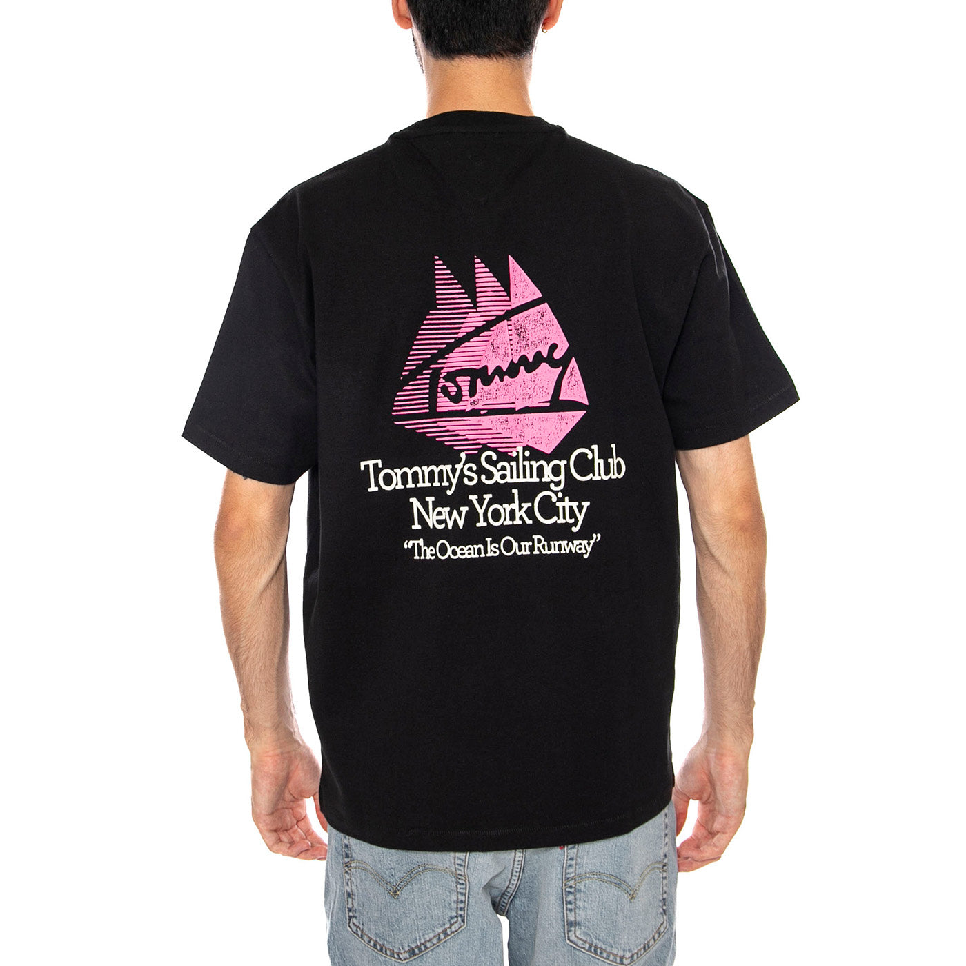 TJM RLX SAILBOAT SS TEE BLACK - Maglietta Girocollo Uomo Nera DM0DM23184 BDS TOMMY HILFIGER 