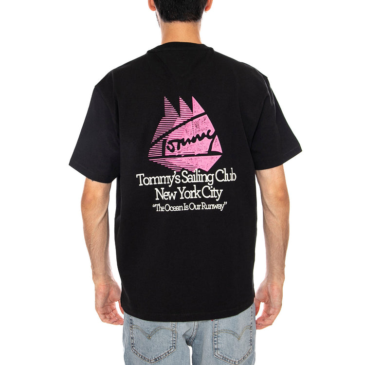 TJM RLX SAILBOAT SS TEE BLACK - Maglietta Girocollo Uomo Nera DM0DM23184 BDS TOMMY HILFIGER 