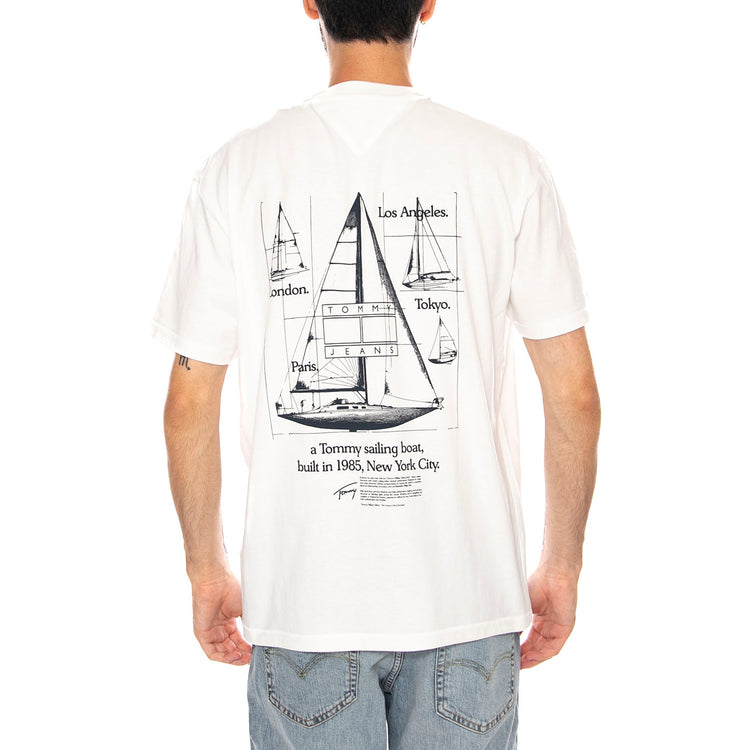 TJM RLX SAILBOAT SS TEE ECRU - Maglietta Girocollo Uomo Bianca DM0DM23184 YBL TOMMY HILFIGER 