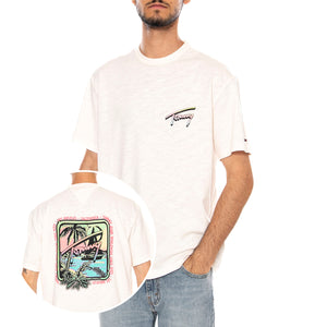 TJM RLX NOVELTY SS TEE ANCIENT WHITE - Maglietta Girocollo Uomo Bianca DM0DM23190 YBH TOMMY HILFIGER 