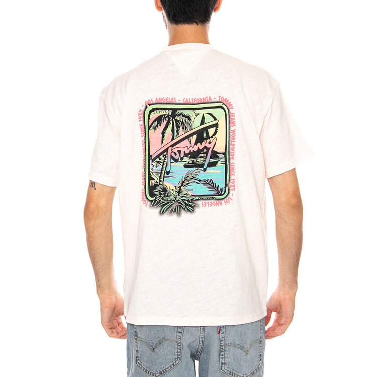 TJM RLX NOVELTY SS TEE ANCIENT WHITE - Maglietta Girocollo Uomo Bianca DM0DM23190 YBH TOMMY HILFIGER 