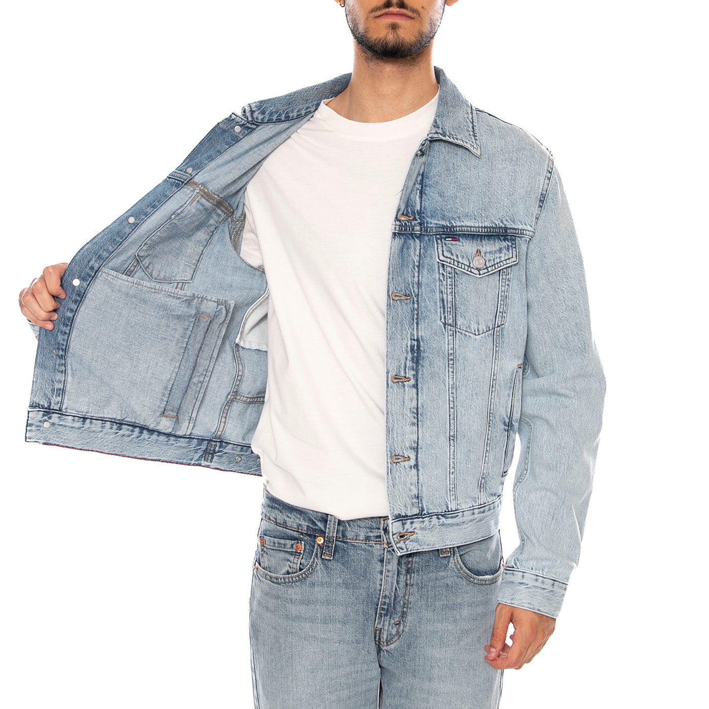 RYAN JACKET RWB CJ6013 DENIM LIGHT - Giacca Denim Jeans Uomo Blu DM0DM23657 1AB TOMMY HILFIGER 