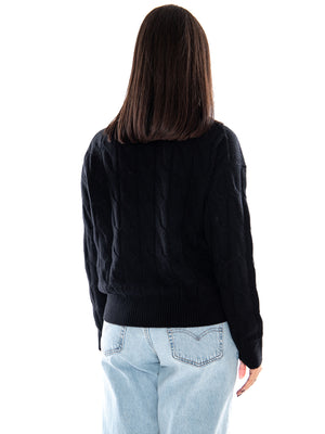 Tommy Hilfiger Soft Wool Cable 1/2 Zip LS SWT Black - Maglione Donna Nero WW0WW46425 BDS TOMMY HILFIGER 