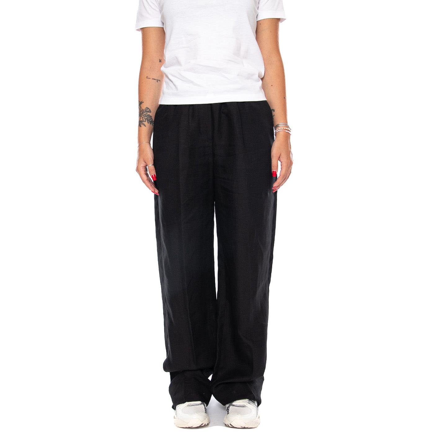 SUMMER LYOCELL LOOSE STR PANT BLACK - Pantaloni Donna Neri WW0WW50077 BDS TOMMY HILFIGER 