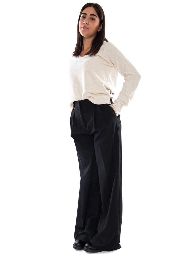 Tommy Hilfiger Viscose Blend Wide Leg Black - Pantaloni Donna Neri a Gamba Larga WW0WW51898 BDS TOMMY HILFIGER 