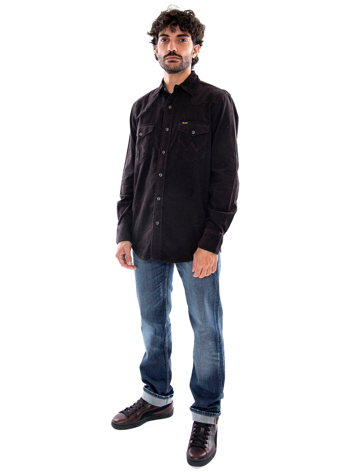 Wrangler Western Shirt Chocolate - Camicia Uomo Marrone Cioccolato 112386902 BRN WRANGLER 