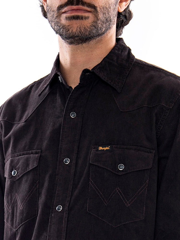 Wrangler Western Shirt Chocolate - Camicia Uomo Marrone Cioccolato 112386902 BRN WRANGLER 