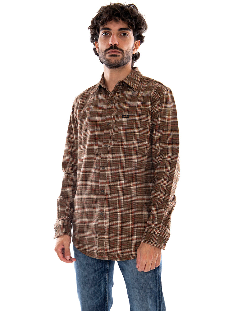 Wrangler 1 Pocket Shirt Kangaroo Brown - Camicia Uomo Marrone<BR/><BR/> 112386948 BRN WRANGLER 