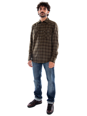 Wrangler Western Shirt Olive Night Green - Camicia Uomo Verde Oliva Scuro 112386996 GRN WRANGLER 