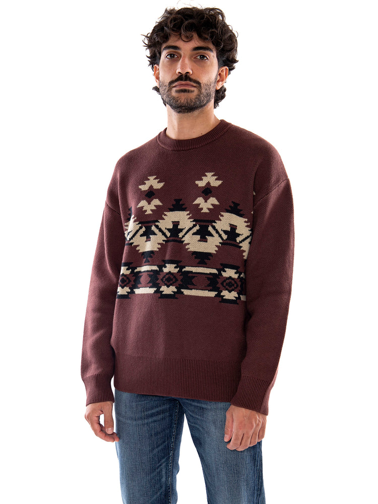 Wrangler Pull Over Sweater Butter Chocolate Brown - Maglia Uomo Marrone 112387004 BRN WRANGLER 