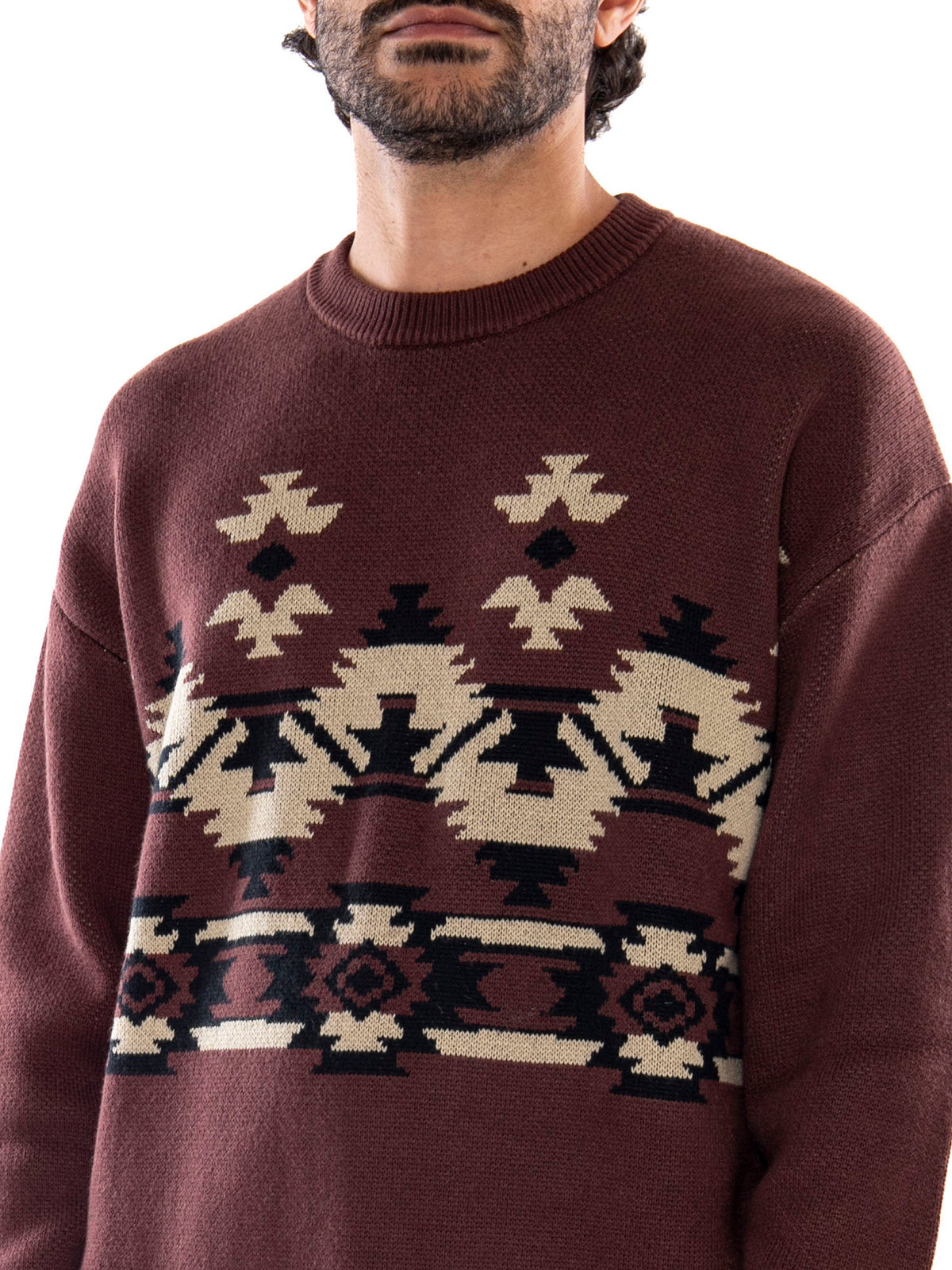 Wrangler Pull Over Sweater Butter Chocolate Brown - Maglia Uomo Marrone 112387004 BRN WRANGLER 