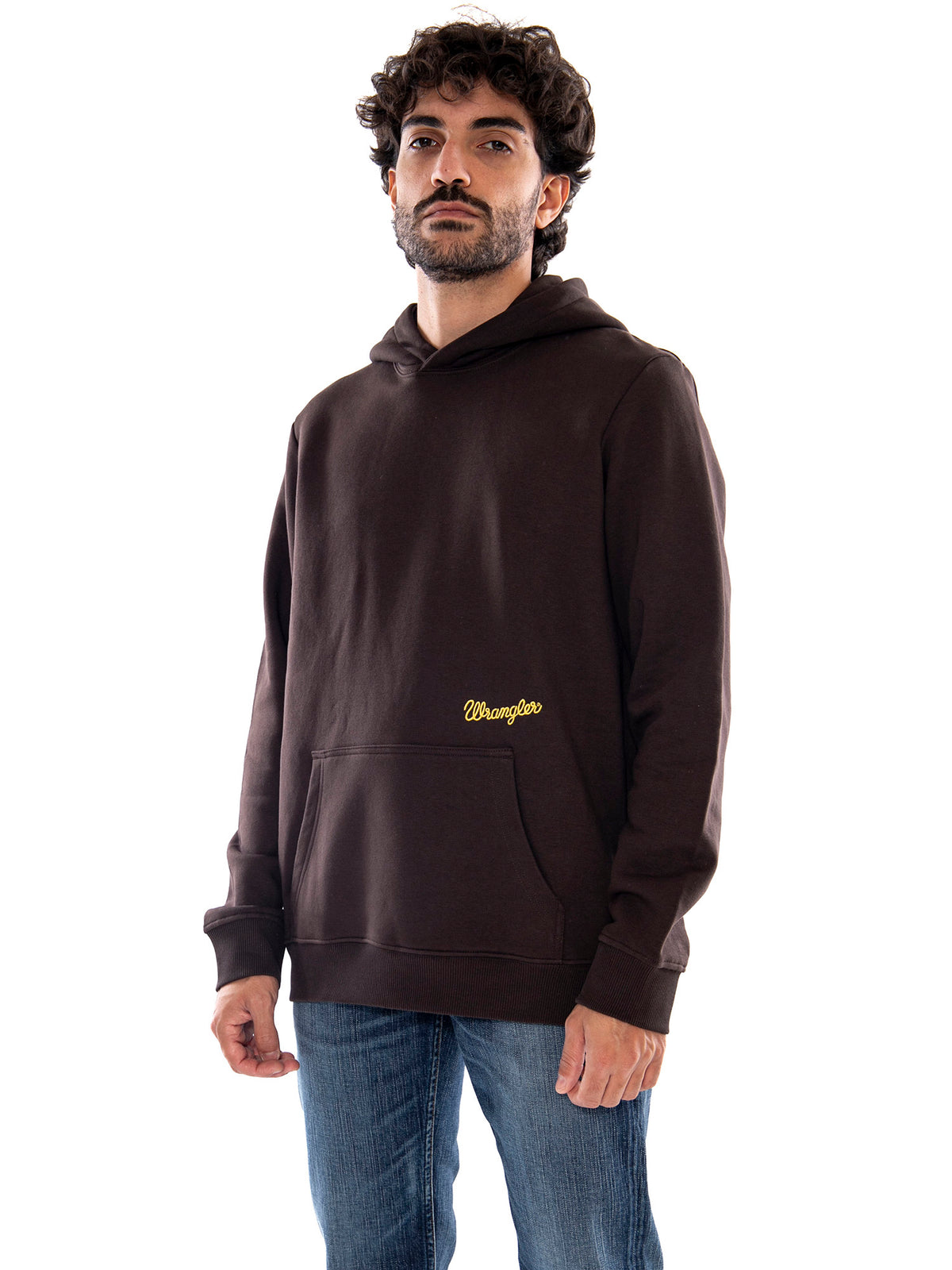 Wrangler Embroidery Hoodie Chocolate Torte Brown - Felpa Uomo con Cappuccio Marrone 112387050 BRN WRANGLER 