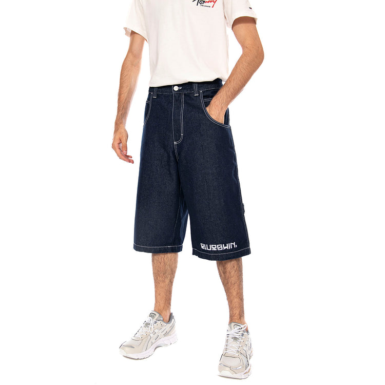 BERMUDA 14INCH T.BLACK DENIM RINSE - Bermuda Denim Jeans Uomo Blu R.BIANCO 14IN 001 BLUESKIN 