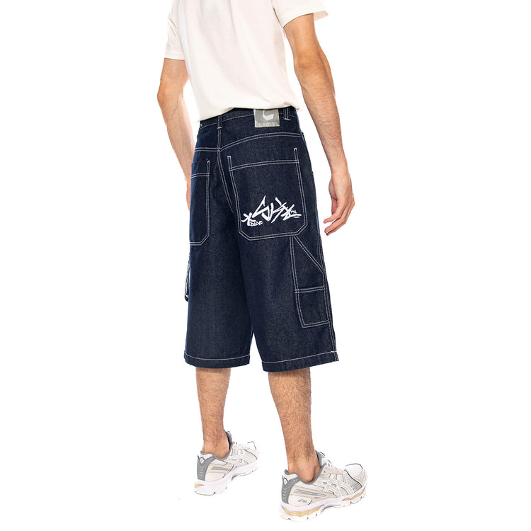 BERMUDA 14INCH T.BLACK DENIM RINSE - Bermuda Denim Jeans Uomo Blu R.BIANCO 14IN 001 BLUESKIN 