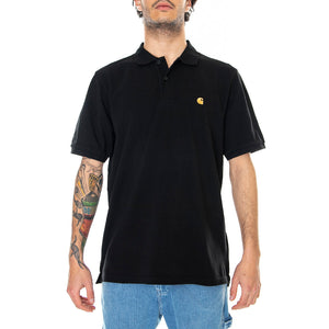 S/S CHASE PIQUE POLO BLACK - Polo Uomo Nera I023807 00FXX CARHARTT WIP 