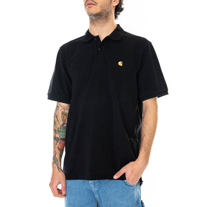 S/S CHASE PIQUE POLO BLACK - Polo Uomo Nera I023807 00FXX CARHARTT WIP 