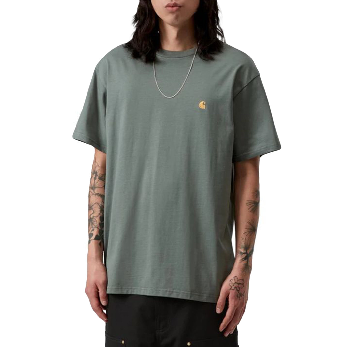 S/S CHASE T-SHIRT VELVET GREEN / GOLD - Maglietta Girocollo Uomo Verde I026391 3H4XX CARHARTT WIP 