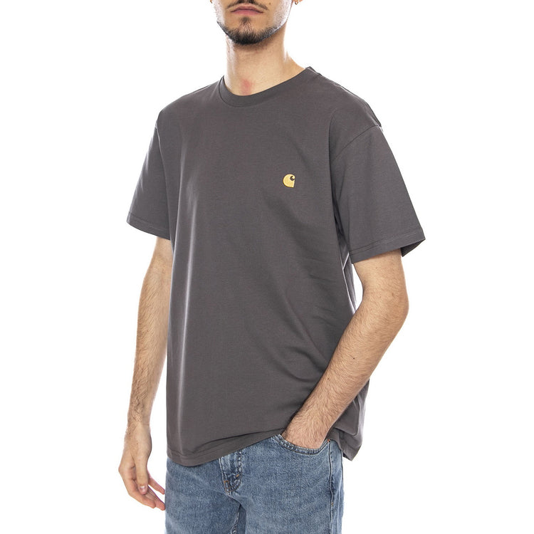 S/S CHASE T-SHIRT PORPHYRY / GOLD - Maglietta Girocollo Uomo I026391 3H5XX CARHARTT WIP 