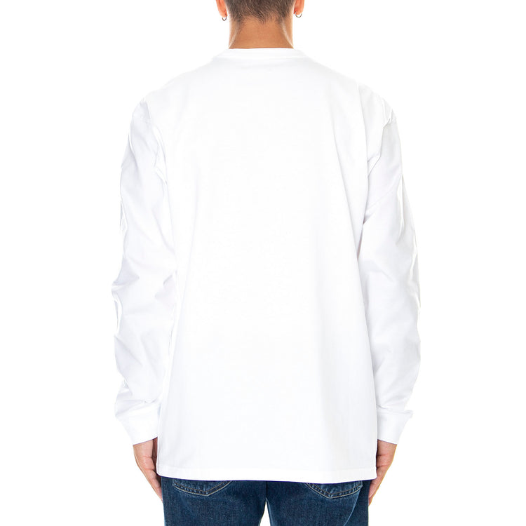 L/S CHASE T-SHIRT WHITE / GOLD - Maglietta Girocollo Maniche Lunghe Uomo Bianca I026392 00RXX CARHARTT WIP 