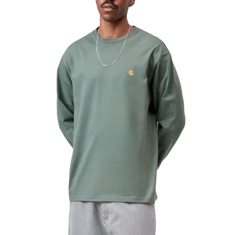 L/S CHASE T-SHIRT VELVET GREEN / GOLD - Maglietta Girocollo Maniche Lunghe Uomo Verde I026392 3H4XX CARHARTT WIP 