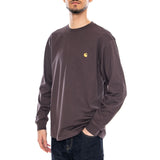 L/S Chase T-Shirt Shale / Gold - Herren Langarm-T-Shirt mit Rundhalsausschnitt, Braun, CARHARTT WIP