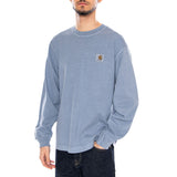 L/S Nelson T-Shirt Gentle Blue - Maglietta Girocollo Maniche Lunghe Uomo Blu  Uomo CARHARTT WIP