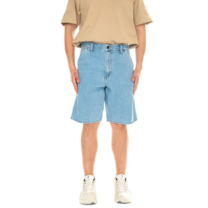 SINGLE KNEE SHORT BLUE, HEAVY STONE BLEACHED - Bermuda Denim Jeans Uomo Blu I032026 01A3 CARHARTT WIP 