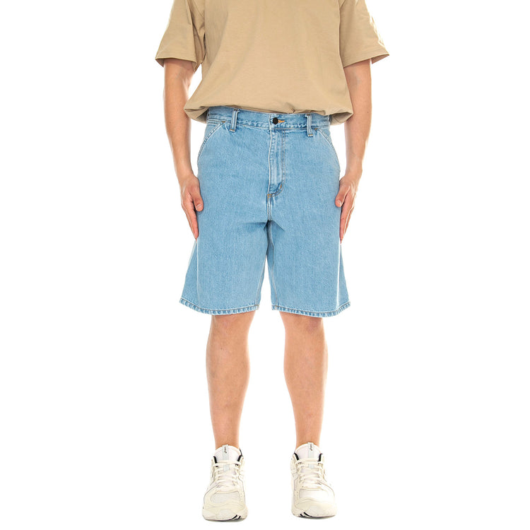 SINGLE KNEE SHORT BLUE, HEAVY STONE BLEACHED - Bermuda Denim Jeans Uomo Blu I032026 01A3 CARHARTT WIP 
