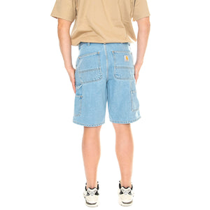 SINGLE KNEE SHORT BLUE, HEAVY STONE BLEACHED - Bermuda Denim Jeans Uomo Blu I032026 01A3 CARHARTT WIP 