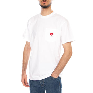 S/S POCKET HEART T-SHIRT WHITE/RED - Maglietta Girocollo Uomo Bianca I032128 1WZXX CARHARTT WIP 