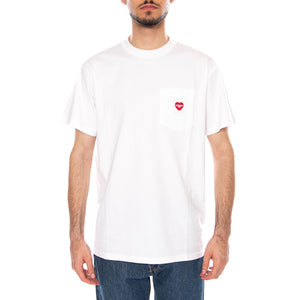S/S POCKET HEART T-SHIRT WHITE/RED - Maglietta Girocollo Uomo Bianca I032128 1WZXX CARHARTT WIP 