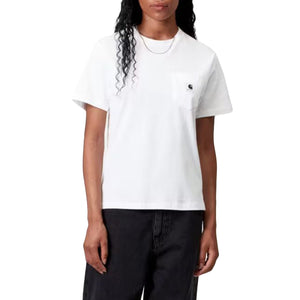 W' S/S POCKET T-SHIRT WHITE / BLACK - Maglietta Girocollo Donna Bianca I032215 02XX CARHARTT WIP 