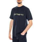 S/S Script T-Shirt Deep Night / Gentle Green - Maglietta Girocollo Uomo Blu  Uomo CARHARTT WIP
