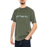 S/S Script T-Shirt Leaf / Tourmaline - Maglietta Girocollo Uomo Verde  Uomo CARHARTT WIP