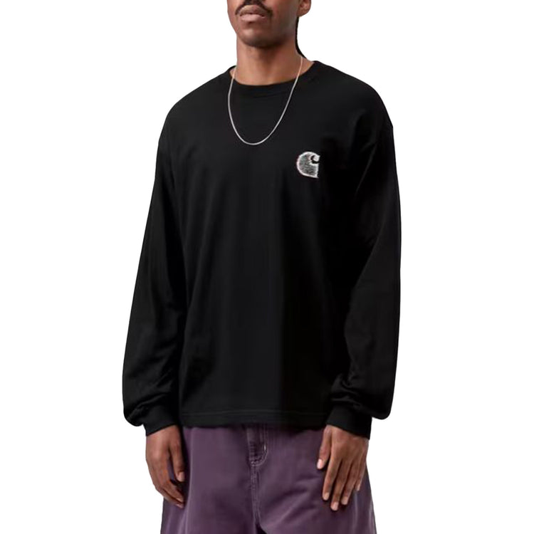 L/S MIND YOUR HEAD T-SHIRT BLACK - Maglietta Girocollo Maniche Lunghe Uomo Nera I035999 89XX CARHARTT WIP 