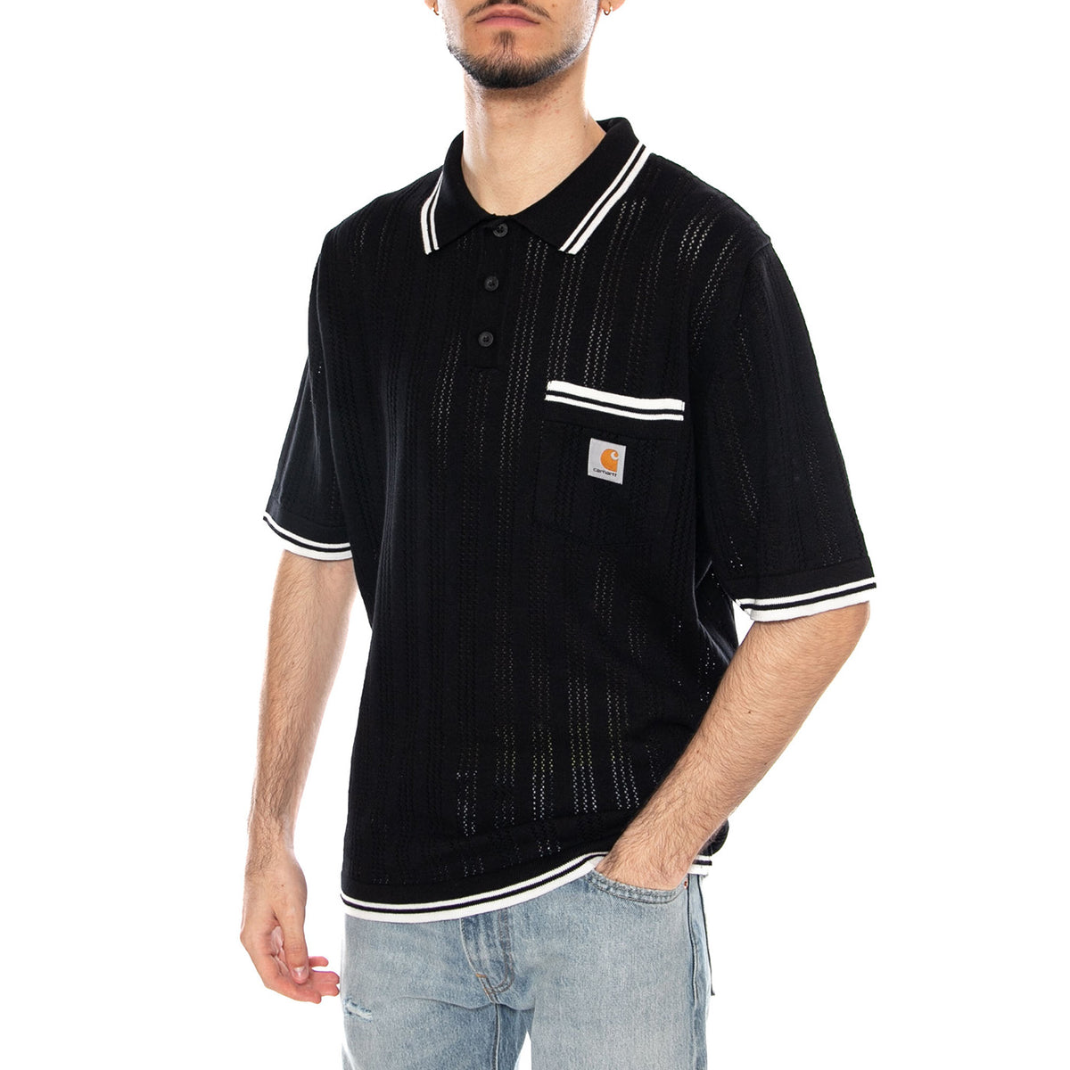 S/S Ramsey Polo Black / Was - Polo Uomo Nera I036168 K02XX CARHARTT WIP 