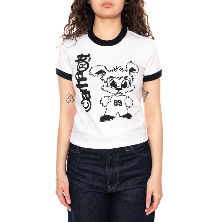 W' S/S IP Ringer T-Shirt White / Black - Maglietta Girocollo Donna Bianca I036392 00AXX CARHARTT WIP 