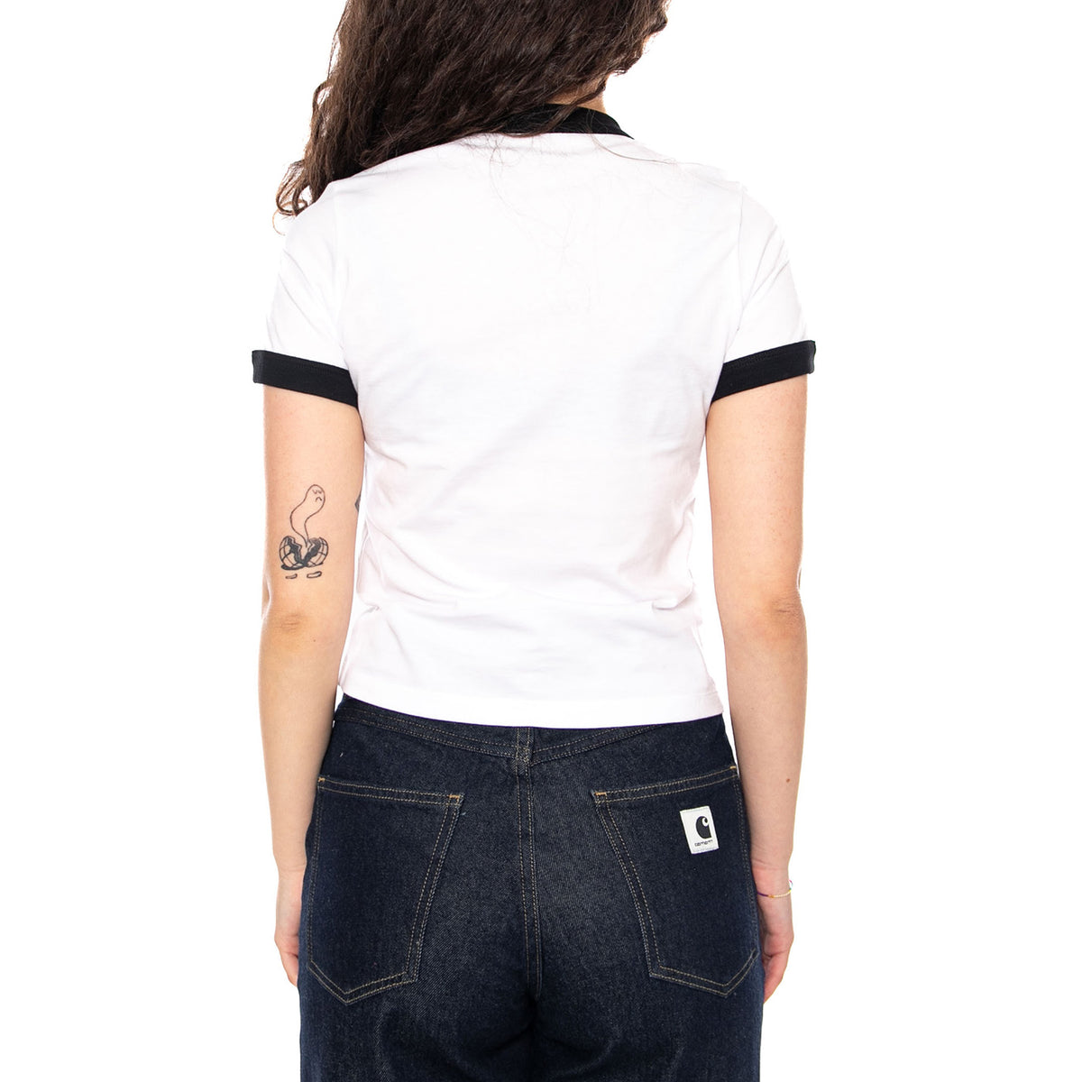 W' S/S IP Ringer T-Shirt White / Black - Maglietta Girocollo Donna Bianca I036392 00AXX CARHARTT WIP 
