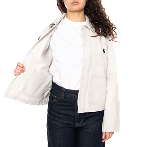 W' Mercer Chore Coat Mercer Stripe, Graphite - Giacca Donna Grigio Chiaro I036511 3OK35 CARHARTT WIP 
